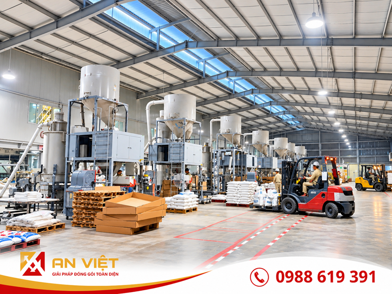 Lắp đặt dàn 10 cân đóng bao dạng hạt cho nhà máy An Tiến